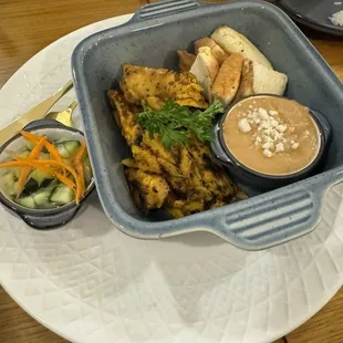 Chicken with peanut sauce appetizer