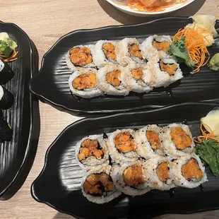 Sweet potato tempura and avocado rolls
