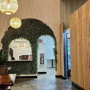 the entrance to the restaurant