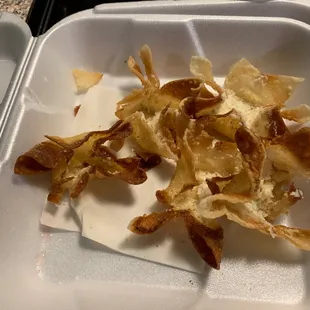 a tray of crisped potato chips