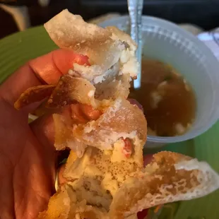 Burnt and empty crab Rangoon