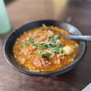 Tom Yum Noodle Soup with Egg Noodle