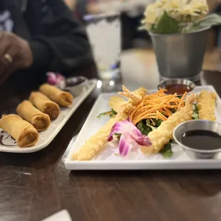 Crispy Spring Rolls and Tempura Shrimp