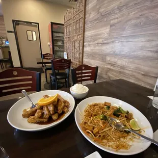 Best vegan Thai food in Vegas! Soy Orange Chicken and vegan Pad Thai.