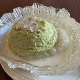 Egg custard with Sweet Sticky Rice. First time I've ever had this dish and it won't be the last!