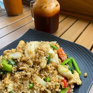 R2. Spicy Thai Fried Rice and Thai Iced Tea