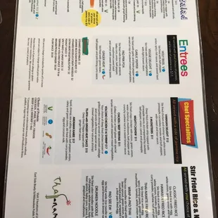 Menu with gluten free items marked