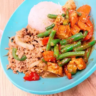 2 Combo - Thai Basil Chicken; Spicy String Bean with Tofu