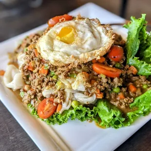 Curry minced beef noodle! So good especially with the fried egg!