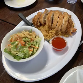 Fried Chicken Over Rice