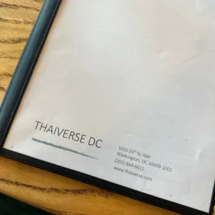 Menu cover