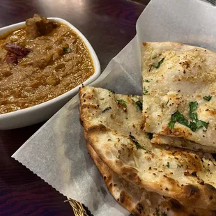 Lamb Curry with Garlic naan