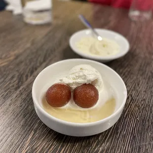 Hot Gulab Jamun w/Cold Ice Cream