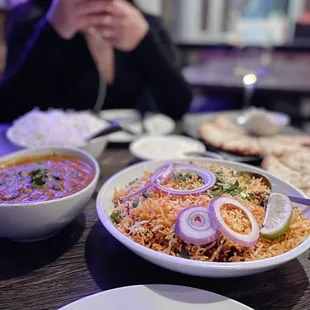 two bowls of food on a table