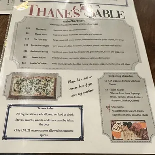 Flatbread menu