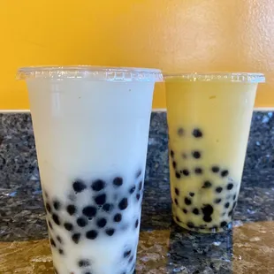 Lychee Smoothie (Front) and Mango Pineapple Smoothie (Back)