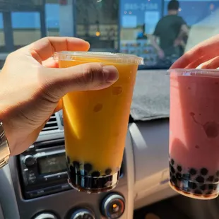 Mango and strawberry smoothies