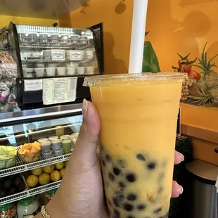 Papaya with Boba