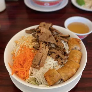 Menu #35 - Noodle Bowl with Eggrolls and Pork