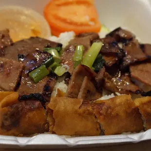 a meal of meat and rice