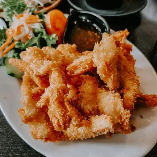 a plate of deep fried shrimp