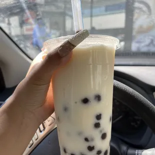 Durian smoothie with boba