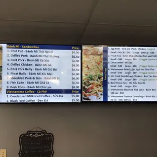 Menu as of 8/10/23