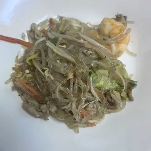 #5 party tray: stir fry noodles with chicken/shrimp