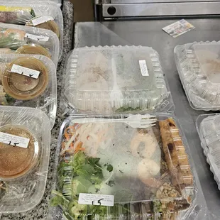 pre-packaged various Vietnamese vermicelli dishes or spring rolls