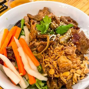 a bowl of asian food