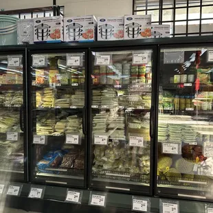 a refrigerated section of a grocery store