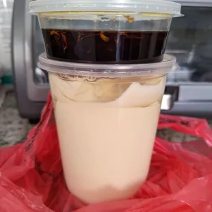 Fresh dessert tofu with ginger syrup