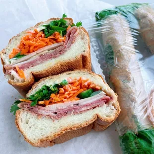 Vietnamese Combo Ham Sandwich; Shredded Pork Fresh Rolls