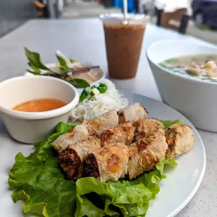 #15 - Imperial roll over rice noodles.