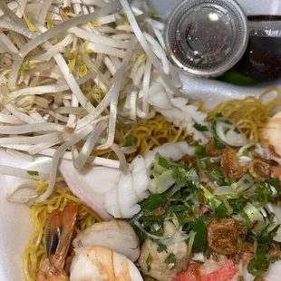 Fish cake shrimp crab squid bean sprouts hoisin - for pho