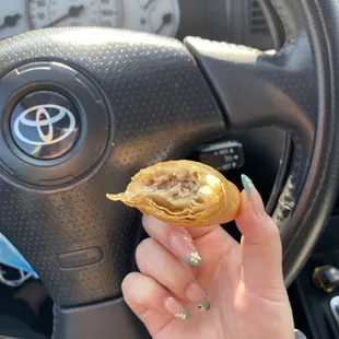 Inside the pork and shrimp eggroll. Tasty!