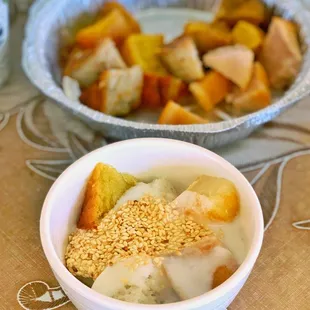 a bowl of food on a table