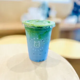 Pandan blue milk w/ matcha