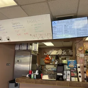 a menu on the wall