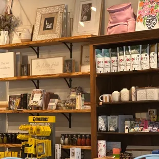 shelves of coffee and tea