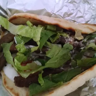 Lamb gyro wrapped to go