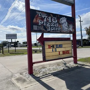 a sign for the restaurant