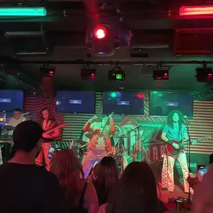 a band performing on stage