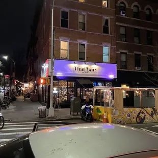 a car parked in front of it