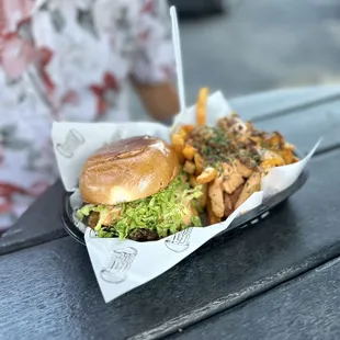 That American Burger w/  Loaded Fries