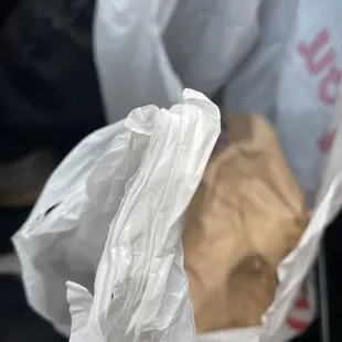 hows a plastic bag with a sandwich in it