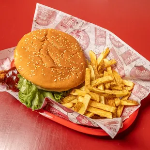 BBQ Chicken burger with Fries