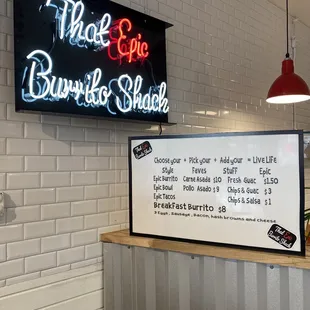 The menu inside (to the left when you walk in the liquor store)