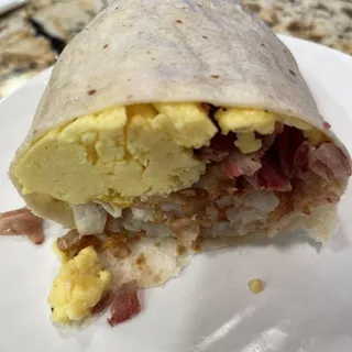 Sausage and Bacon Breakfast Burrito