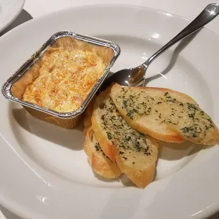 Hot crab dip sworn parmesan toast points